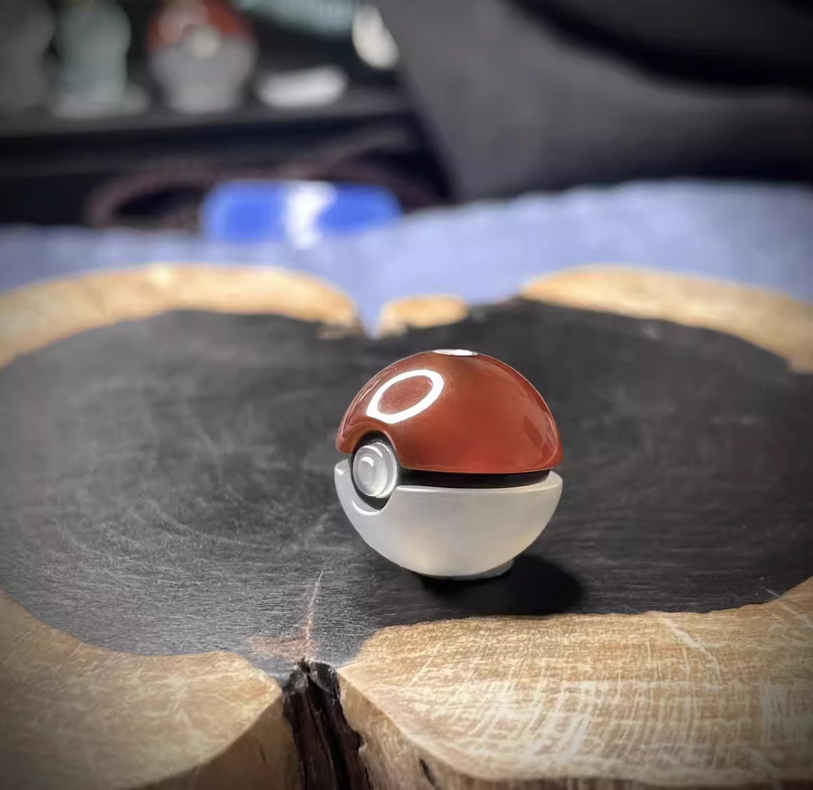 Handmade Carved Agate - Pokemon Ball